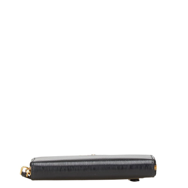プラダ ラウンドファスナー 長財布 1ML157 ブラック レザー レディース PRADA 【中古】