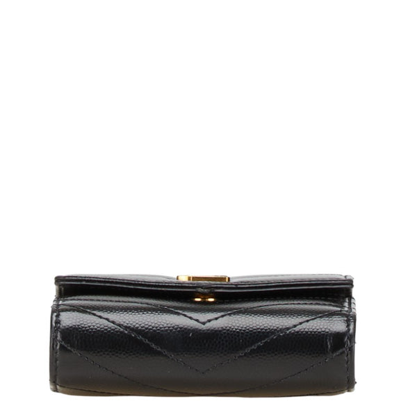 サンローラン YSL カサンドラ 三つ折り財布 コンパクトウォレット 692061 ブラック レザー レディース SAINT LAURENT 【中古】