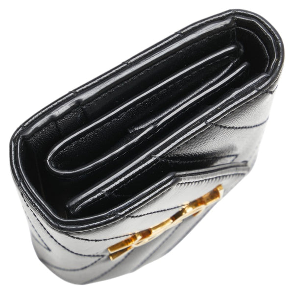 サンローラン YSL カサンドラ 三つ折り財布 コンパクトウォレット 692061 ブラック レザー レディース SAINT LAURENT 【中古】