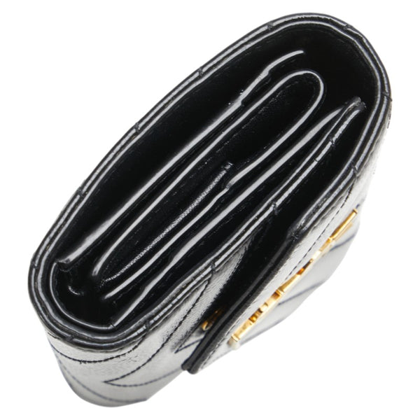 サンローラン YSL カサンドラ 三つ折り財布 コンパクトウォレット 692061 ブラック レザー レディース SAINT LAURENT 【中古】