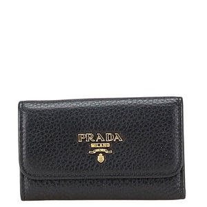 プラダ 6連 キーケース 1PG222 ブラック レザー レディース PRADA 【中古】