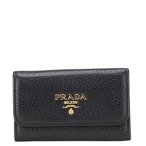 プラダ 6連 キーケース 1PG222 ブラック レザー レディース PRADA 【中古】