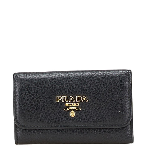プラダ 6連 キーケース 1PG222 ブラック レザー レディース PRADA 【中古】