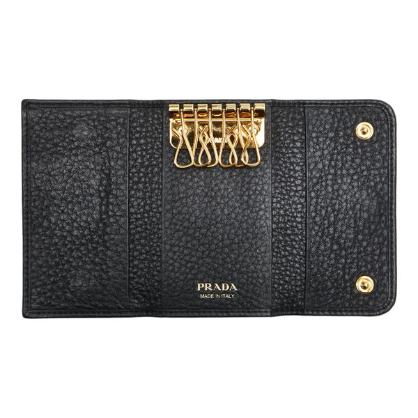 プラダ 6連 キーケース 1PG222 ブラック レザー レディース PRADA 【中古】