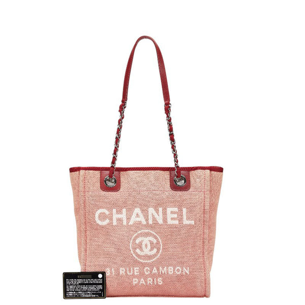 シャネル ドーヴィルPM トートバッグ ショルダーバッグ ピンク キャンバス レザー レディース CHANEL 【中古】