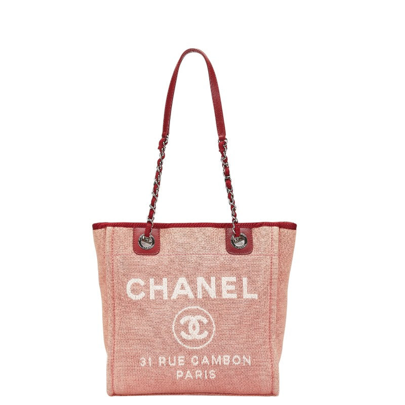 シャネル ドーヴィルPM トートバッグ ショルダーバッグ ピンク キャンバス レザー レディース CHANEL 【中古】