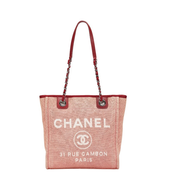 シャネル ドーヴィルPM トートバッグ ショルダーバッグ ピンク キャンバス レザー レディース CHANEL 【中古】