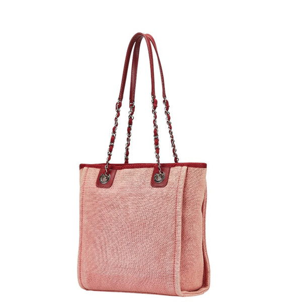 シャネル ドーヴィルPM トートバッグ ショルダーバッグ ピンク キャンバス レザー レディース CHANEL 【中古】