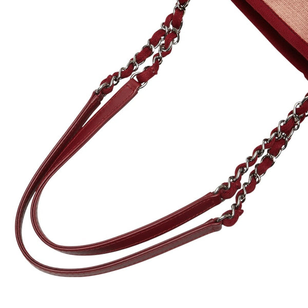 シャネル ドーヴィルPM トートバッグ ショルダーバッグ ピンク キャンバス レザー レディース CHANEL 【中古】