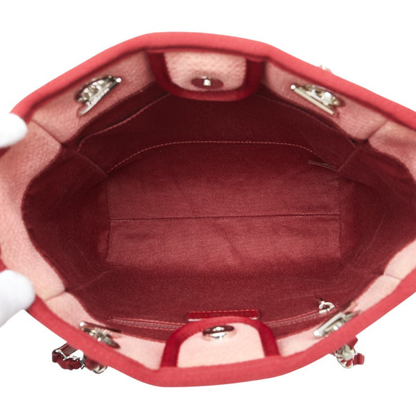 シャネル ドーヴィルPM トートバッグ ショルダーバッグ ピンク キャンバス レザー レディース CHANEL 【中古】