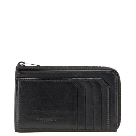 サンローラン コインケース パスケース フラグメントケース ブラック レザー レディース SAINT LAURENT 【中古】