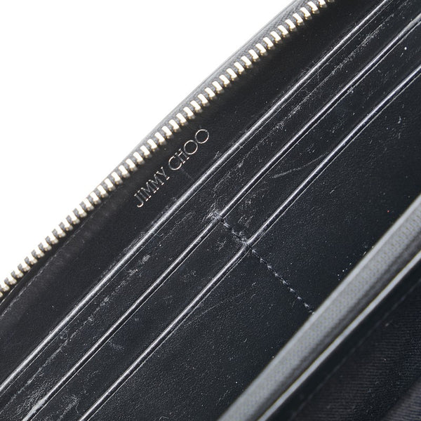 ジミーチュウ スタースタッズ ラウンドファスナー 長財布 ブラック レザー レディース JIMMY CHOO 【中古】