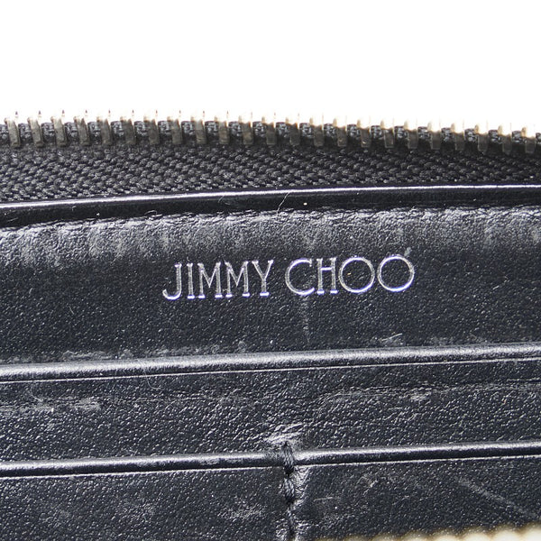 ジミーチュウ スタースタッズ ラウンドファスナー 長財布 ブラック レザー レディース JIMMY CHOO 【中古】