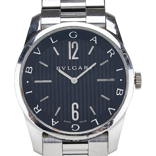 ブルガリ ソロテンポ 腕時計 ST42S クオーツ ブラック文字盤 ステンレススチール メンズ BVLGARI 【中古】