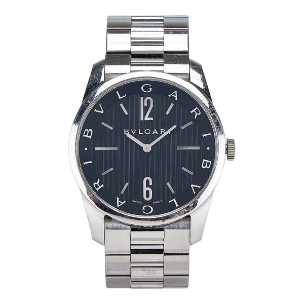 ブルガリ ソロテンポ 腕時計 ST42S クオーツ ブラック文字盤 ステンレススチール メンズ BVLGARI 【中古】