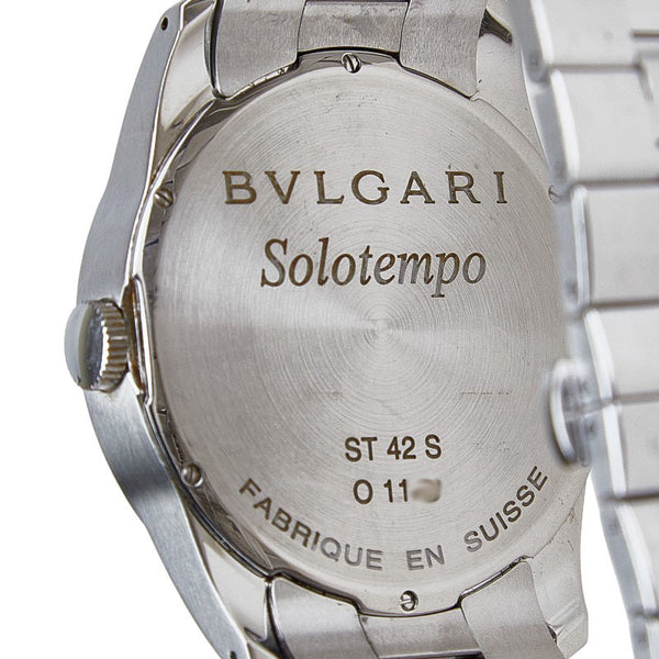 ブルガリ ソロテンポ 腕時計 ST42S クオーツ ブラック文字盤 ステンレススチール メンズ BVLGARI 【中古】