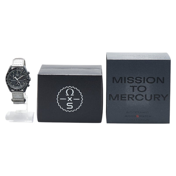 オメガ ×スウォッチ ムーンスウォッチ MISSION TO MERCURY 腕時計 SO33A100 クオーツ グレー文字盤 セラミック ナイロン メンズ OMEGA 【中古】