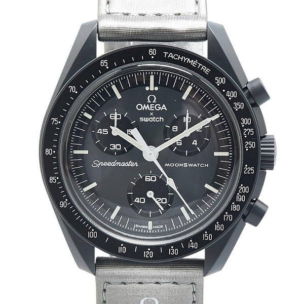 オメガ ×スウォッチ ムーンスウォッチ MISSION TO MERCURY 腕時計 SO33A100 クオーツ グレー文字盤 セラミック ナイロン メンズ OMEGA 【中古】