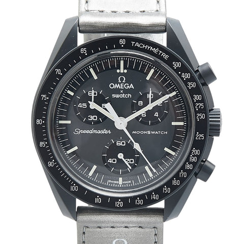 オメガ ×スウォッチ ムーンスウォッチ MISSION TO MERCURY 腕時計 SO33A100 クオーツ グレー文字盤 セラミック ナイロン メンズ OMEGA 【中古】