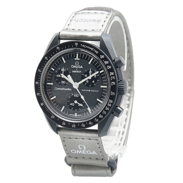 オメガ ×スウォッチ ムーンスウォッチ MISSION TO MERCURY 腕時計 SO33A100 クオーツ グレー文字盤 セラミック ナイロン メンズ OMEGA 【中古】