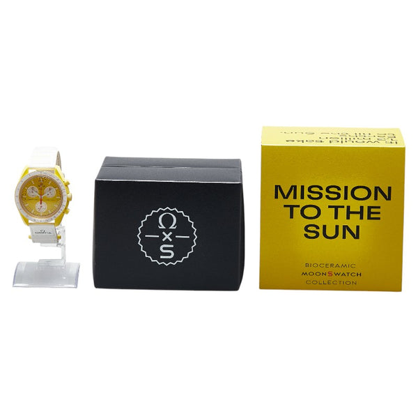 オメガ ×スウォッチ ムーンスウォッチ MISSION TO THE SUN 腕時計 SO33J100 クオーツ イエロー文字盤 セラミック ナイロン メンズ OMEGA 【中古】