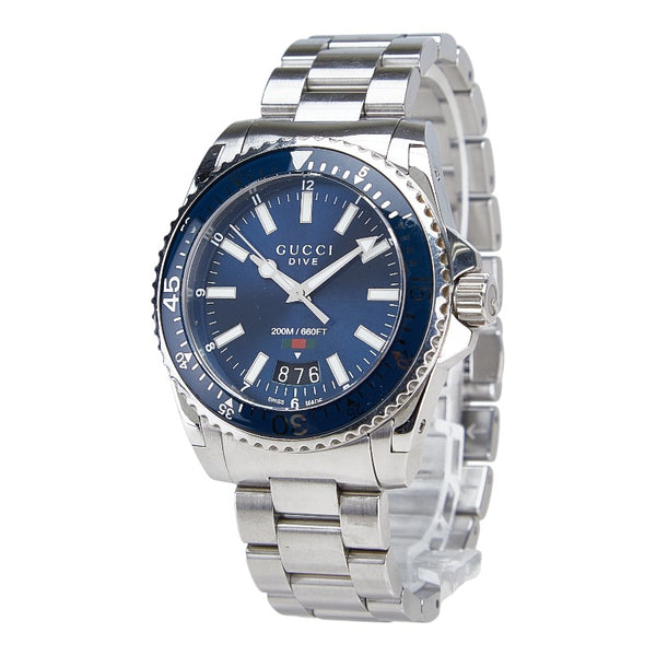 グッチ ダイブ 腕時計 136.3 クオーツ ネイビー文字盤 ステンレススチール メンズ GUCCI 【中古】