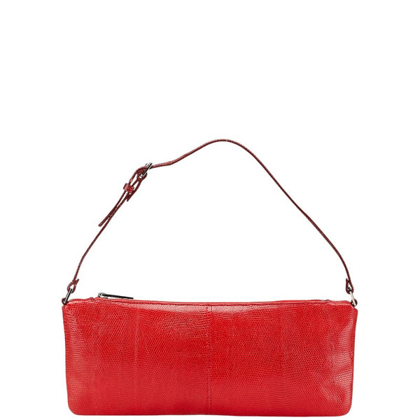 ヴァレンチノ リザード型押し ショルダーポーチ レッド レザー レディース Valentino 【中古】