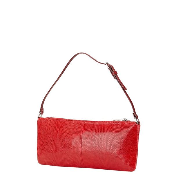 ヴァレンチノ リザード型押し ショルダーポーチ レッド レザー レディース Valentino 【中古】