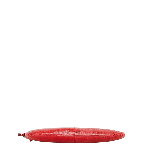 ヴァレンチノ リザード型押し ショルダーポーチ レッド レザー レディース Valentino 【中古】