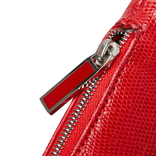 ヴァレンチノ リザード型押し ショルダーポーチ レッド レザー レディース Valentino 【中古】