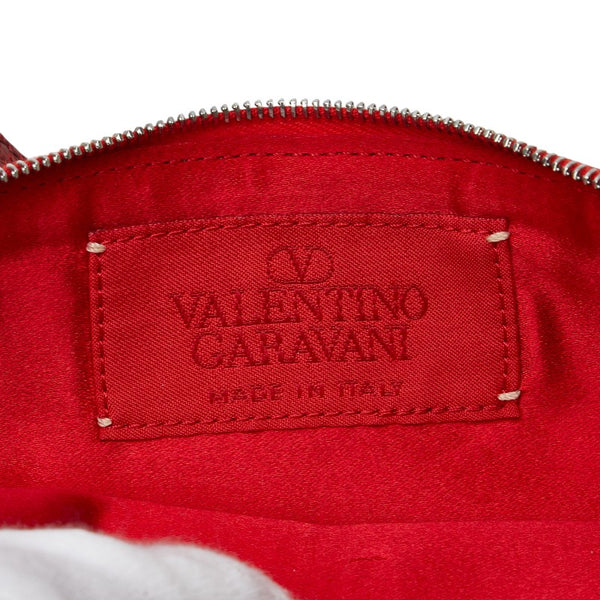 ヴァレンチノ リザード型押し ショルダーポーチ レッド レザー レディース Valentino 【中古】