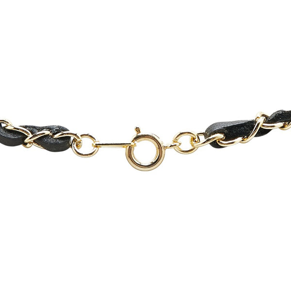 シャネル No19 香水 オードパルファム ネックレス ゴールド ブラック メッキ レザー レディース CHANEL 【中古】