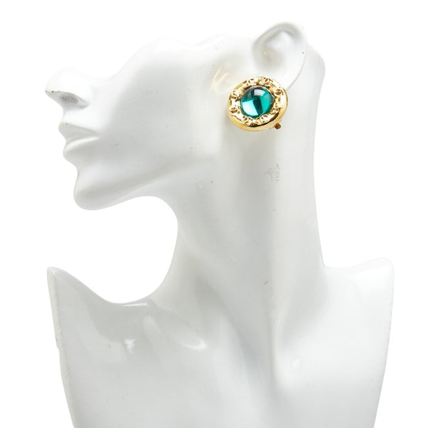 シャネル ココマーク ラウンド ストーン イヤリング ゴールド メッキ レディース CHANEL 【中古】