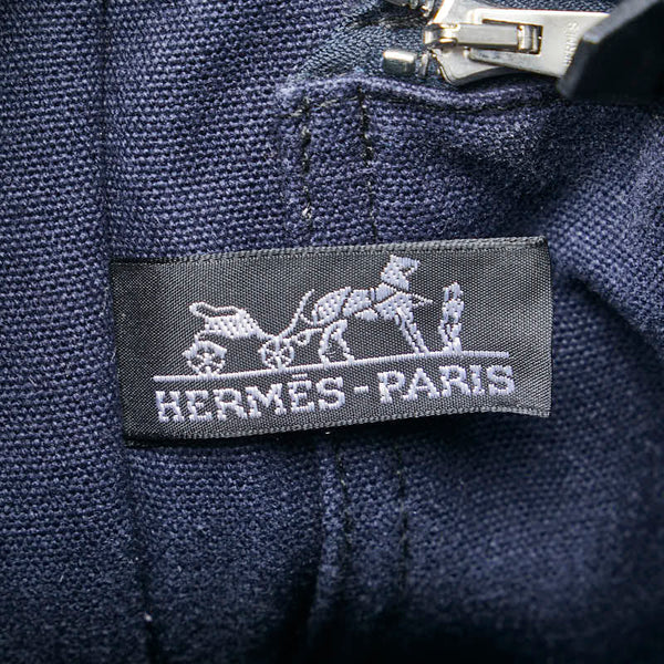 エルメス フールトゥPM ハンドバッグ ブラック ネイビー キャンバス レディース HERMES 【中古】