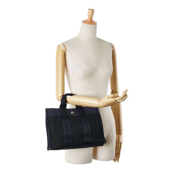 エルメス フールトゥPM ハンドバッグ ブラック ネイビー キャンバス レディース HERMES 【中古】
