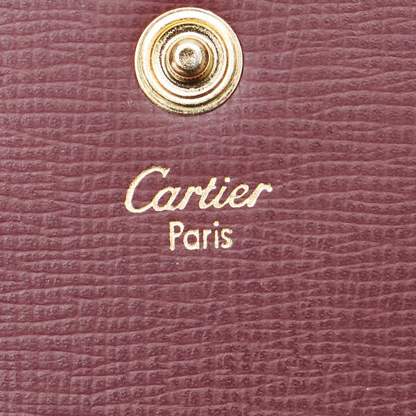 カルティエ マストライン コインケース ワインレッド ボルドー レザー レディース CARTIER 【中古】