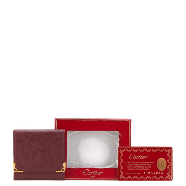 カルティエ マストライン コインケース ワインレッド ボルドー レザー レディース CARTIER 【中古】