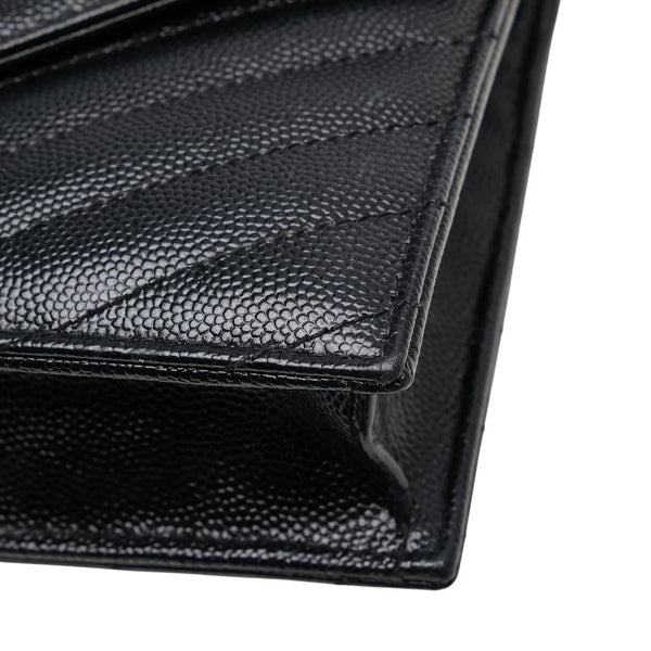 サンローラン YSL エンベローブ チェーンウォレット ショルダーバッグ 393953 ブラック レザー レディース SAINT LAURENT 【中古】