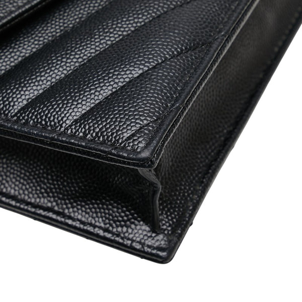 サンローラン YSL エンベローブ チェーンウォレット ショルダーバッグ 393953 ブラック レザー レディース SAINT LAURENT 【中古】