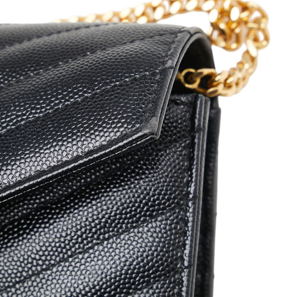 サンローラン YSL エンベローブ チェーンウォレット ショルダーバッグ 393953 ブラック レザー レディース SAINT LAURENT 【中古】