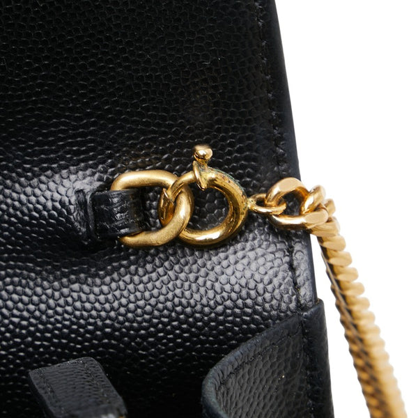 サンローラン YSL エンベローブ チェーンウォレット ショルダーバッグ 393953 ブラック レザー レディース SAINT LAURENT 【中古】
