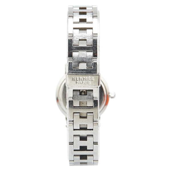 エルメス クリッパー 腕時計 CL4.210 クオーツ オレンジ文字盤 ステンレススチール レディース HERMES 【中古】