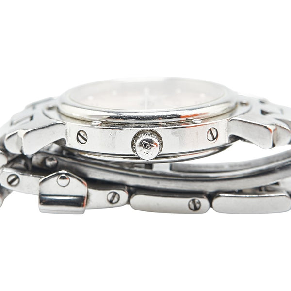 エルメス クリッパー 腕時計 CL4.210 クオーツ オレンジ文字盤 ステンレススチール レディース HERMES 【中古】