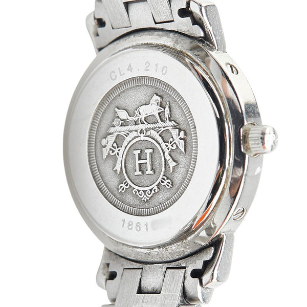 エルメス クリッパー 腕時計 CL4.210 クオーツ オレンジ文字盤 ステンレススチール レディース HERMES 【中古】