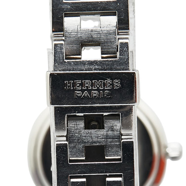 エルメス クリッパー 腕時計 CL4.210 クオーツ オレンジ文字盤 ステンレススチール レディース HERMES 【中古】