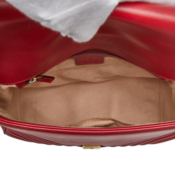 グッチ GGマーモント ハート ハンドバッグ ショルダーバッグ 2WAY 498110 レッド レザー レディース GUCCI 【中古】