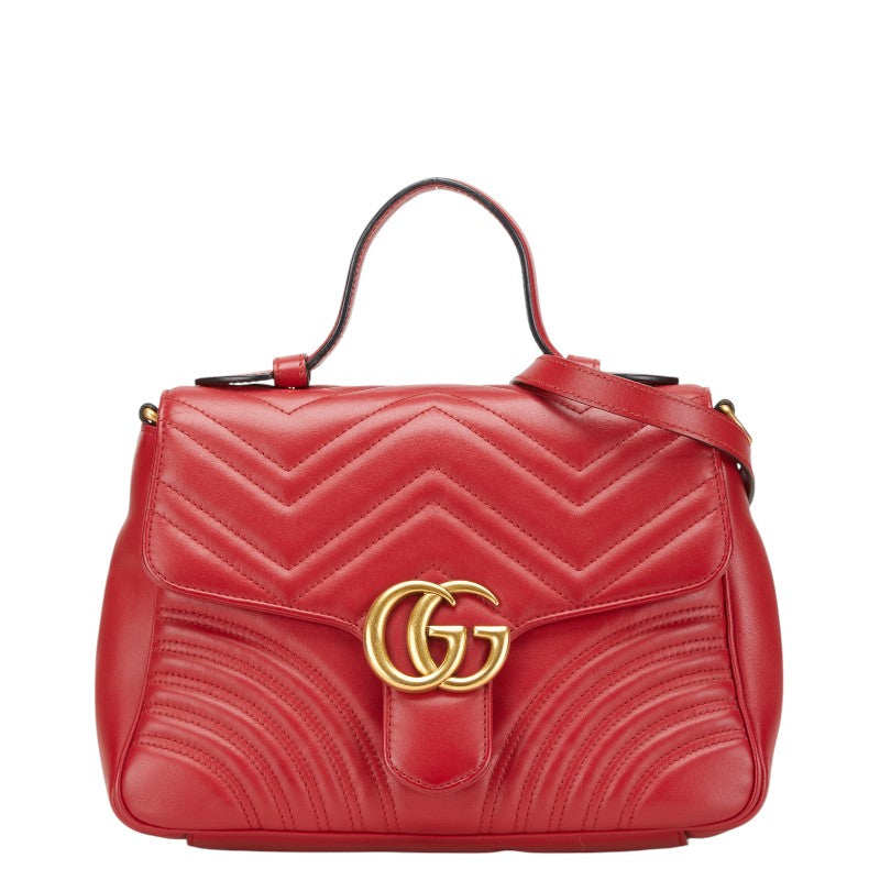 グッチ GGマーモント ハート ハンドバッグ ショルダーバッグ 2WAY 498110 レッド レザー レディース GUCCI 【中古】