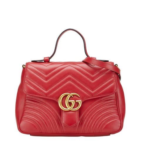 グッチ GGマーモント ハート ハンドバッグ ショルダーバッグ 2WAY 498110 レッド レザー レディース GUCCI 【中古】
