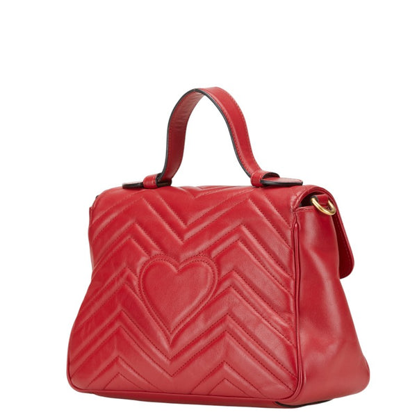 グッチ GGマーモント ハート ハンドバッグ ショルダーバッグ 2WAY 498110 レッド レザー レディース GUCCI 【中古】