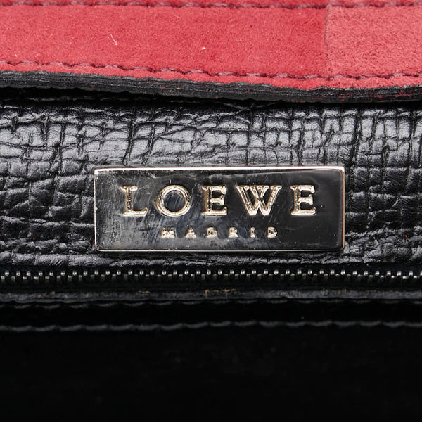 ロエベ バルセロナ ハンドバッグ ショルダーバッグ 2WAY ワインレッド スウェード レザー レディース LOEWE 【中古】
